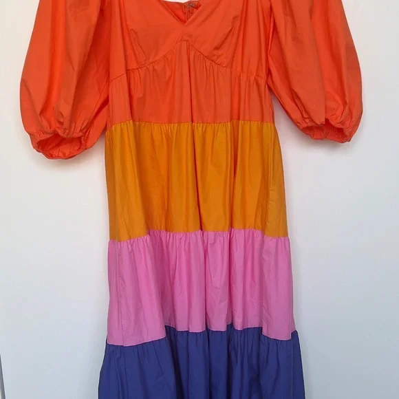 Farm Rio Anthropologie tiered colorblock maxi dress - Picture 2 of 5